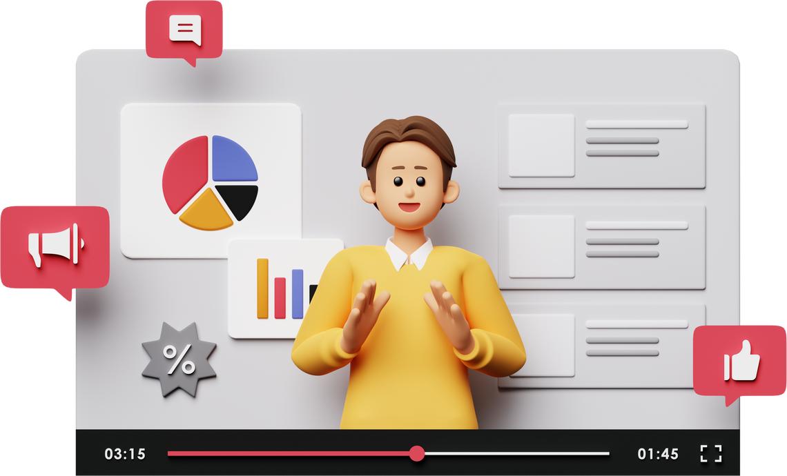 Video Marketing 3D Illustration